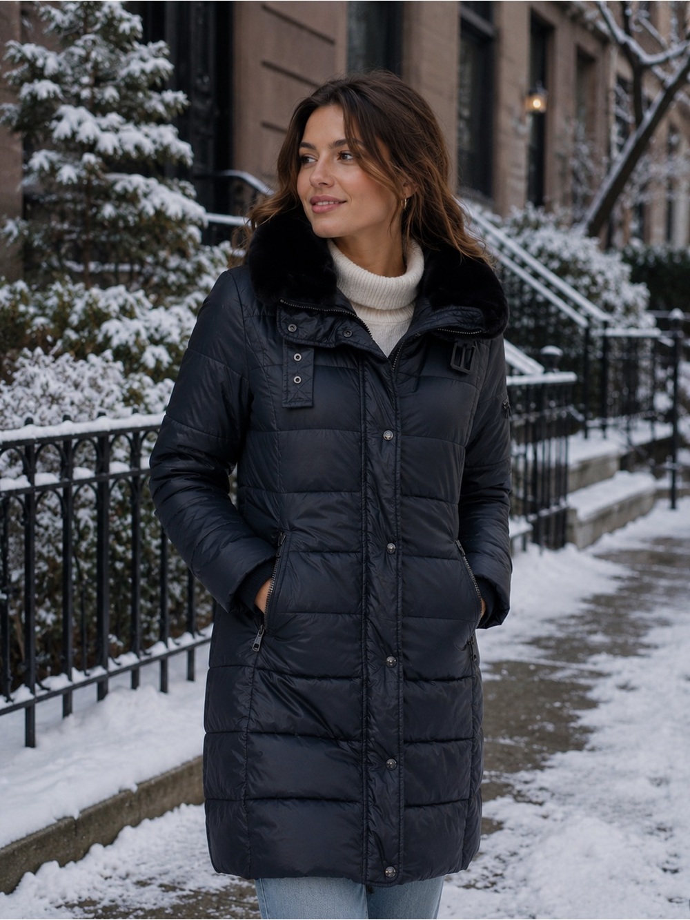 S13 NYC Gramercy Black Quilted Long Poly Fill Parka Womens Sz M